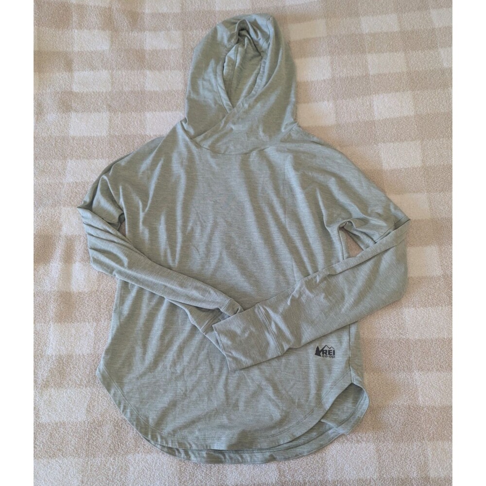 REI Co-op Sahara Shade Hoodie Womens XS Sage Green Heather UPF 50 Sun Shirt hike